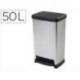 CONTENEDOR PLASTICO CEP ELITE CON TAPA Y PEDAL DOS COMPARTIMENTOS 50 L COLOR PLATA 390X288X654 MM