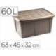 CONTENEDOR DE PLASTICO PLASTICFORTE 60 LITROS N 18 BEIG CON TAPA 630X450X320 MM