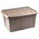CONTENEDOR DE PLASTICO PLASTICFORTE 60 LITROS N 18 BEIG CON TAPA 630X450X320 MM