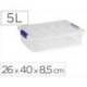 CONTENEDOR PLASTICO PLASTICFORTE 5 LITROS N 30 TRANSPARENTE CON TAPA 260X400X85 MM