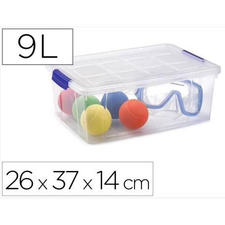 CONTENEDOR PLASTICO PLASTICFORTE 9 LITROS N 29 TRANSPARENTE CON TAPA 260X370X140 MM
