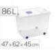 Contenedor plastico plasticforte 86 litros n 8 transparente con tapa 470x620x450 mm