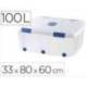 Contenedor plastico plasticforte 100 litros n 15 transparente con tapa 330x800x600 mm