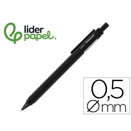 PORTAMINAS LIDERPAPEL COLECCION 5 CON CLIP Y GOMA PUNTA 0.5 MM NEGRO