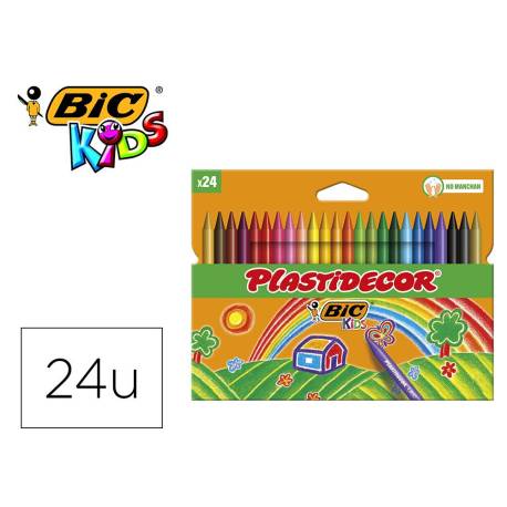 Lapices cera Plastidecor caja de 24 unidades colores surtidos