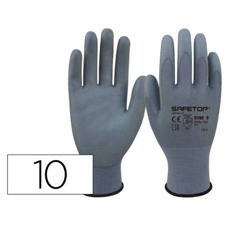 GUANTES DE POLIURETANO SAFETOP FEATHER TASK SINTETICO TALLA 10