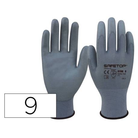 GUANTES DE POLIURETANO SAFETOP FEATHER TASK SINTETICO TALLA 9