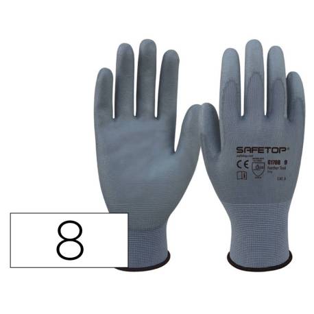 GUANTES DE POLIURETANO SAFETOP FEATHER TASK SINTETICO TALLA 8