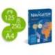 PAPEL FOTOCOPIADORA NAVIGATOR HARD COVER DIN A4 250 GR PAPEL MULTIUSO INK-JET Y LASER PAQUETE DE 125 HOJAS