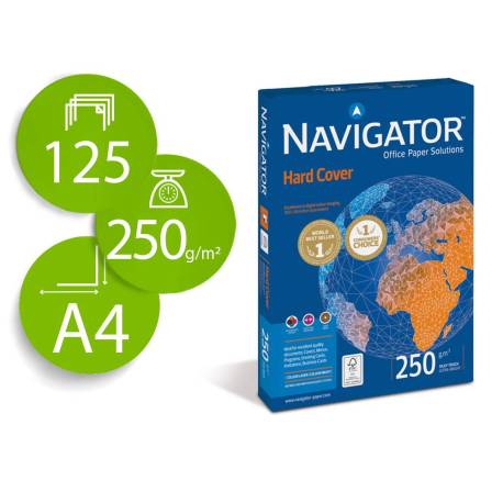 PAPEL FOTOCOPIADORA NAVIGATOR HARD COVER DIN A4 250 GR PAPEL MULTIUSO INK-JET Y LASER PAQUETE DE 125 HOJAS