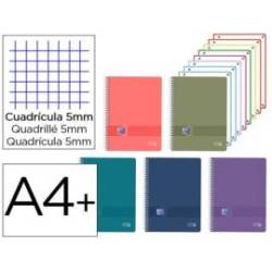 CUADERNO ESPIRAL OXFORD EUROPEANBOOK 8 LIVE&GO TAPA PLASTICO DIN A4+ 160 HOJAS CUADRO 5 MM COLORES SURTIDOS