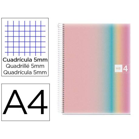 CUADERNO ESPIRAL MIQUELRIUS DIN A4 80 HOJAS 90 GR CUADRO 5 MM TAPA FORRADA AURORA WEST