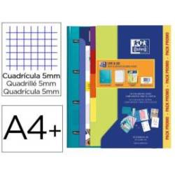 CARPETA CON RECAMBIO OXFORD EBINDER L&G VIVOS DIN A4+ 4 ANILLAS 35 MM RECAMBIO 80 H CUADRO 5 MM + JUEGO 5