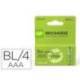 PILA GP RECARGABLE AAA 650 MAH BLISTER DE 4 UNIDADES