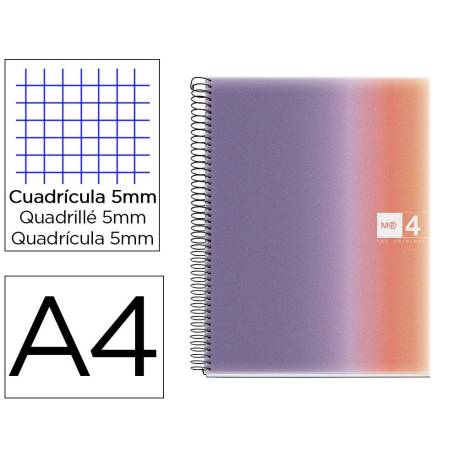 CUADERNO ESPIRAL MIQUELRIUS DIN A4 120 HOJAS 70 GR CUADRO 5 MM TAPA POLIPROPILENO AURORA PROVENCE