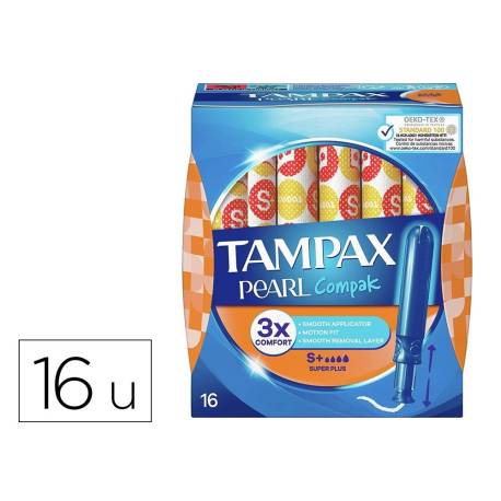 TAMPON TAMPAX PEARL COMPAK SUPER PLUS CAJA DE 16 UNIDADES