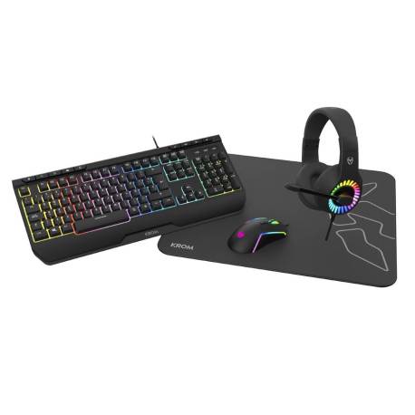 KIT GAMING KROM KENYA 4 IN 1 RGB AURICULARES / TECLADO / RATON / ALFOMBRILLA