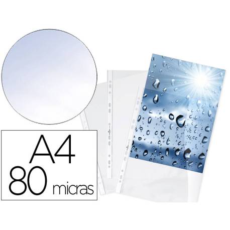 FUNDA MULTITALADRO DURABLE PREMIUM DIN A4 POLIPROPILENO 80 MC CRISTAL BOLSA DE 100 UNIDADES