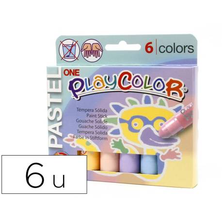 TEMPERA SOLIDA EN BARRA PLAYCOLOR PASTEL ONE CAJA DE 6 UNIDADES COLORES SURTIDOS