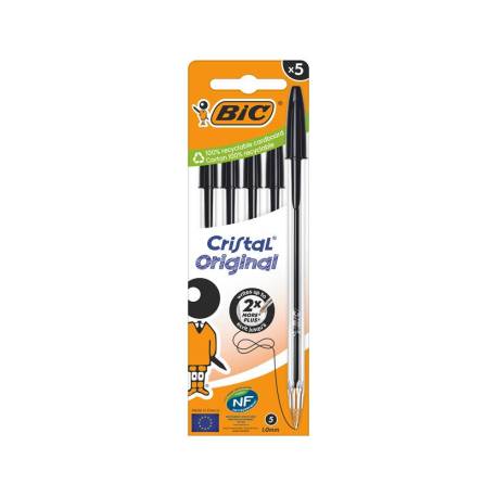 BOLIGRAFO BIC CRISTAL MEDIUM 1 MM COLOR NEGRO 5 UNIDADES