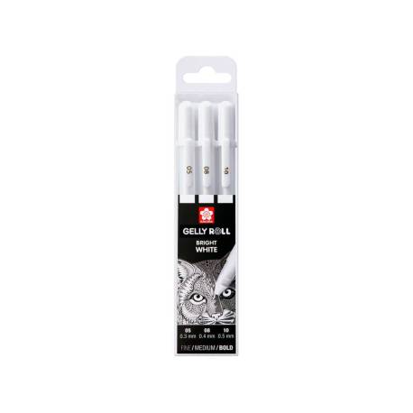 ROTULADOR ROLLER SAKURA GELLY BASIC BLANCO ESTUCHE DE 3 UNIDADES