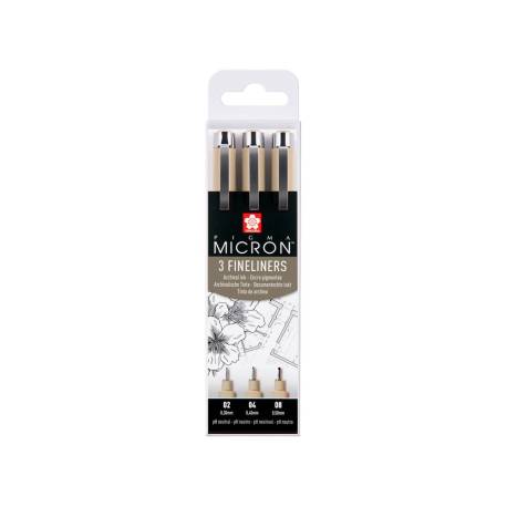ROTULADOR SAKURA PIGMA MICRON NEGRO ESTUCHE DE 3 UNIDADES