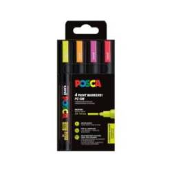 ROTULADOR UNI POSCA PC-5M/4C MARCADOR DE PINTURA PUNTA CONICA 1,8-2,5 MM BOLSA DE 4 UNIDADES COLORES FLUORESCENTE