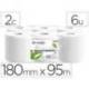 PAPEL SECAMANOS LUCART ECOLOGICO 16,5 G 2 CAPAS 180 MM X 95 M PAQUETE DE 6 ROLLOS