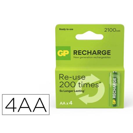 PILA GP RECARGABLE AA 2100 MAH BLISTER DE 4 UNIDADES