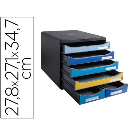 FICHERO DE CAJONES SOBREMESA EXACOMPTA BIG BOX MAXI BEE BLUE 6 CAJONES COLORES SURTIDOS