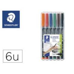 Rotulador Retroproyección Permanente Staedtler Lumocolor 318 de 6 Colores Surtidos Punta Superfina Redonda