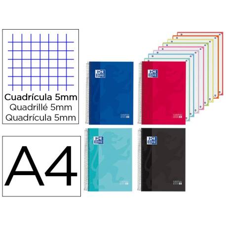 CUADERNO ESPIRAL OXFORD EUROPEANBOOK 8 TAPA EXTRADURA DIN A4 160 HOJAS CUADRO 5 MM