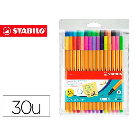 Rotulador Stabilo Point 88 Neon 0,4 mm Punta de Fibra Estuche 30 unidades