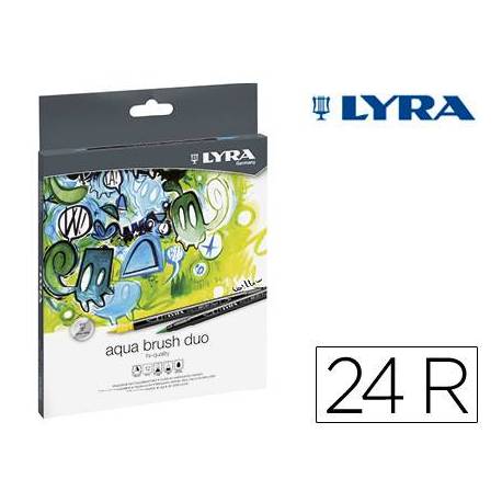Rotulador Lyra Duo Aqua Brush Art Pen doble punta fina y pincel Caja 24 unidades