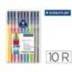 Rotulador Staedler Triplus punta fina triangular surtido pack 10