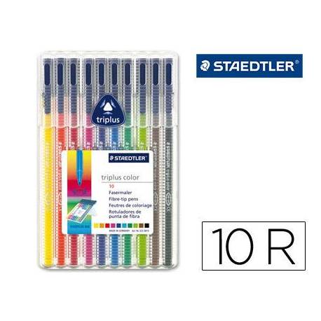 Rotulador Staedler Triplus punta fina triangular surtido pack 10