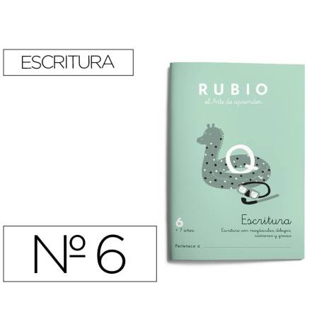 Cuaderno Rubio Escritura nº 6 Escritura con minúsculas, dibujos, números, grecas con letra continua