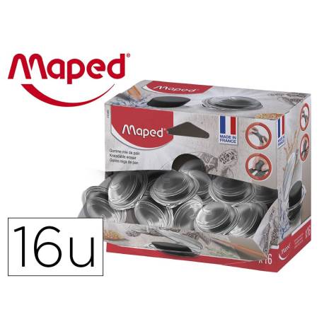 Goma para carboncillo Maped. Cajita con 18 gomas