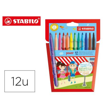 Rotulador Stabilo Power Punta Gruesa Caja 12 colores