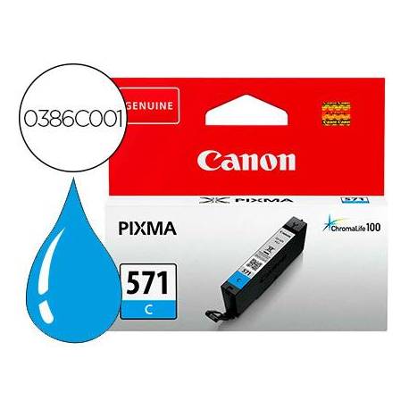 Cartucho Canon CLI 571 Pixma color cian 0386C001 ts5051 / ts6050 / ts8051 / ts9050