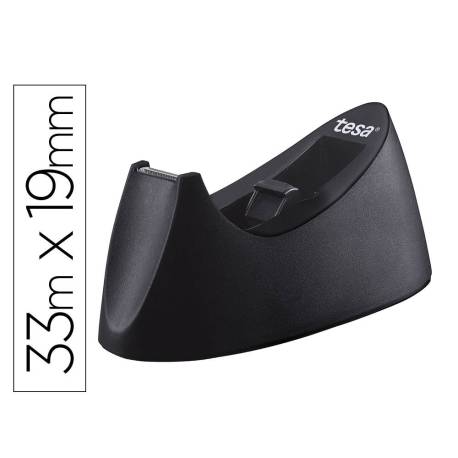 Portarrollos sobremesa Tesa Easy cut curve Plastico para cinta de 33m color Negro