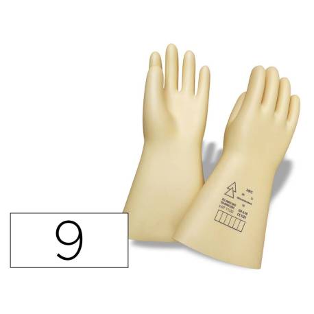 GUANTES FARU LATEX AISLANTE PROTECCION ELECTRICA HASTA 500 VOLTIOS CLASE 00 TALLA 9 COLOR BEIGE