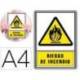 PICTOGRAMA ARCHIVO 2000 RIESGO DE INCENDIO PVC COLOR AMARILLO LUMINISCENTE 210X297 MM