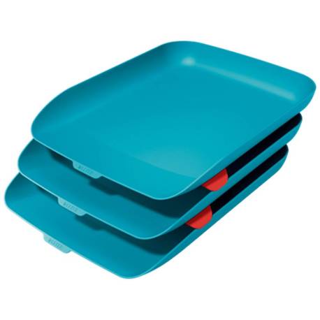 BANDEJA SOBREMESA LEITZ PLASTICO SET DE 3 UNIDADES COLOR AZUL