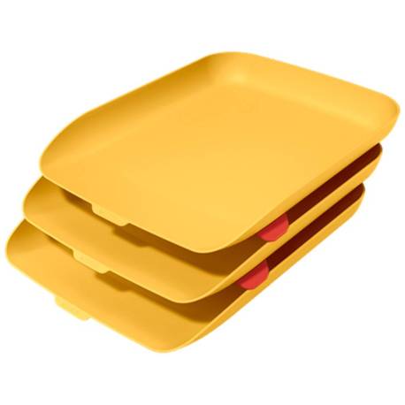 BANDEJA SOBREMESA LEITZ PLASTICO SET DE 3 UNIDADES COLOR AMARILLO
