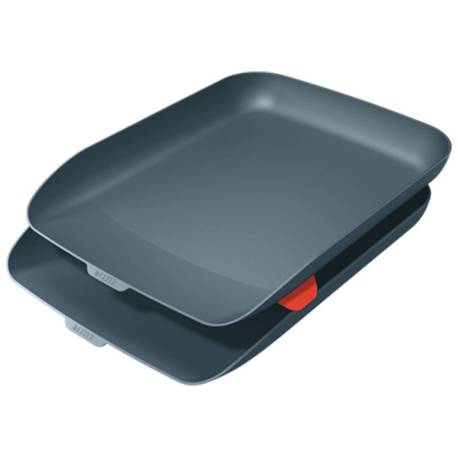 BANDEJA SOBREMESA LEITZ PLASTICO SET DE 2 UNIDADES COLOR GRIS