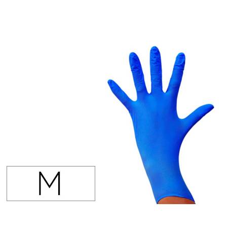 GUANTE DE NITRILO DESECHABLE SENSITIVE SIN POLVO TALLA M MEDIANA COLOR AZUL CAJA DE 100 UNIDADES