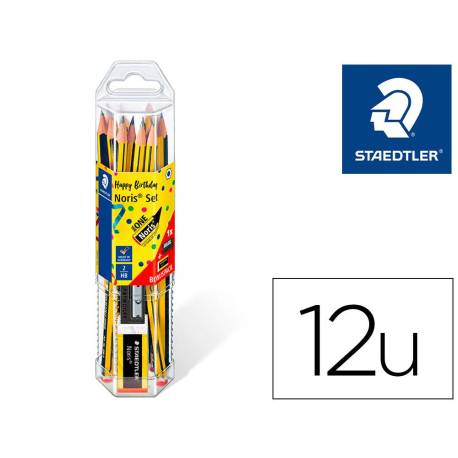 LAPICES DE GRAFITO STAEDTLER NORIS N.2 HB BLISTER PROMOCIONAL 120 ANIVERS DE 12 UDS + AFILALAPIZ Y GOMA