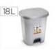 PAPELERA CONTENEDOR PLASTICFORTE PLASTICO CON TAPADERA Y PEDAL 18 LITROS COLOR PLATA 330X280X405 MM