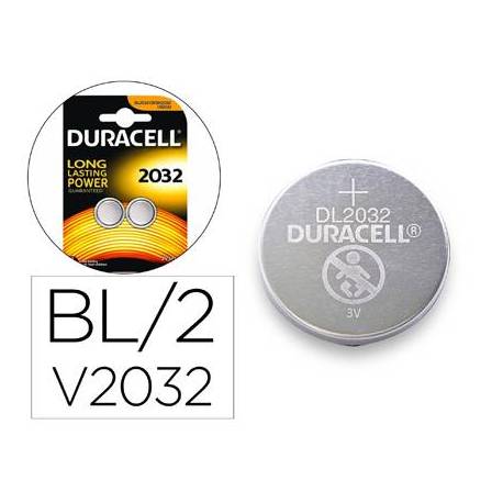 Pila alcalina boton Duracell CR2032 Blister 2 unidades